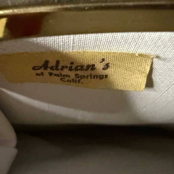 Vtg 50s 60s “Adrian’s of Palm Springs”Floral Embroidered Gold Accent Silk Purse - Picture 6 of 9